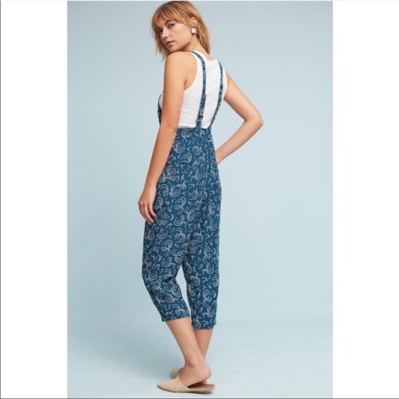 Anthropologie Maeve Navy Tidal Jumpsuit Overalls Romper XL - Picture 2 of 10